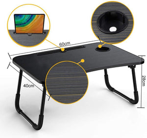 Laptop Desk,Portable Laptop Bed Tray Table Notebook Stand Reading Holder with Foldable Legs & Cup Slot for Eating Breakfast, Reading Book, Watching Movie on Bed/Couch/Sofa (Black)