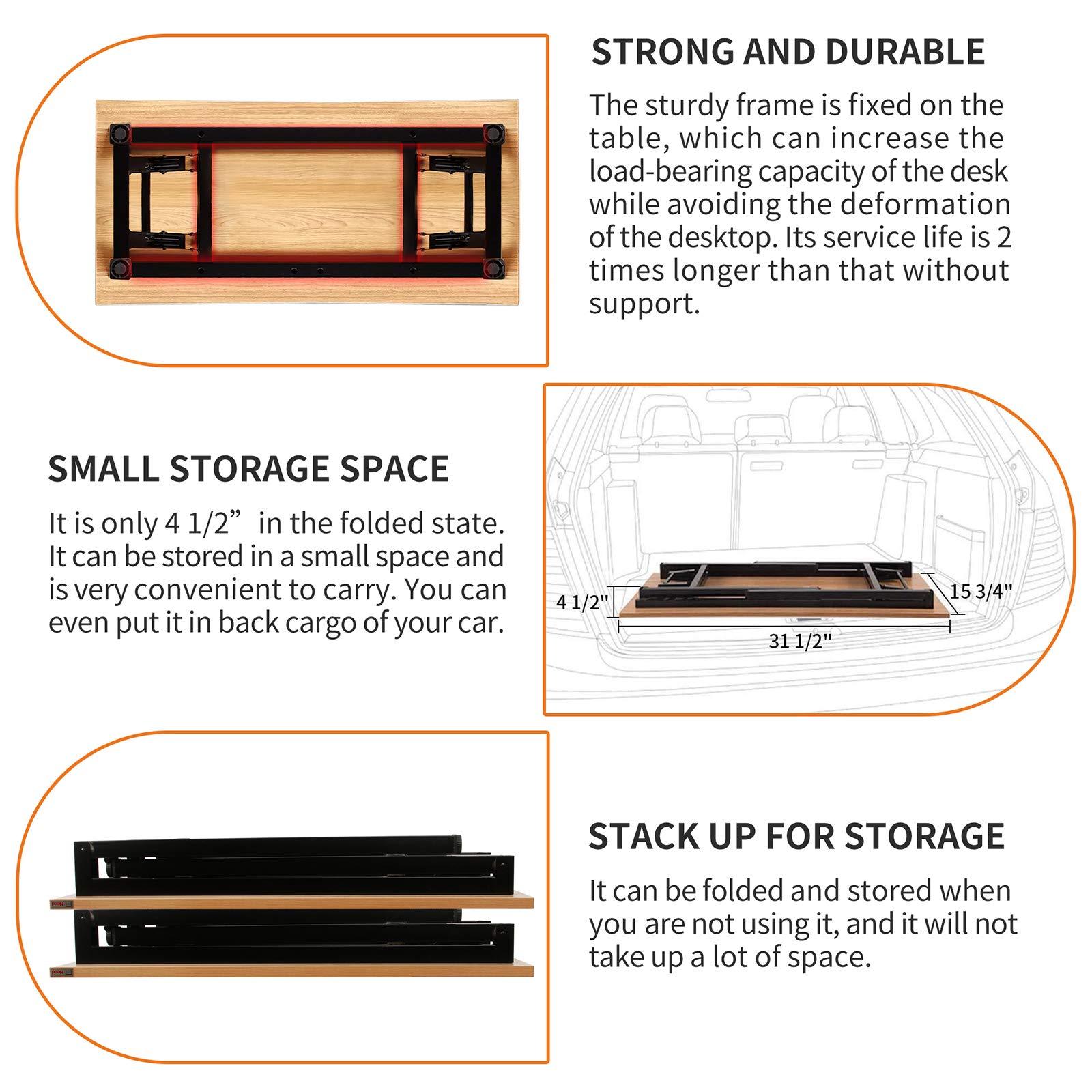 Need Small Desk 31 1/2" Width Folding Desk No Assembly Required Sturdy and Heavy Duty Desk for Small Space and Laptop Desk Damage Free Deliver(Teak Color Desktop & Black Steel Frame) AC5BB-E1(8040)