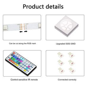 SHOPLED LED Strips Lights 5m RGB Light Strip Kit, 5050 SMD Flexible Color Changing LED Tape Lights with IR Remote Control, RGB LED Light Strips for Bedroom, TV, Party