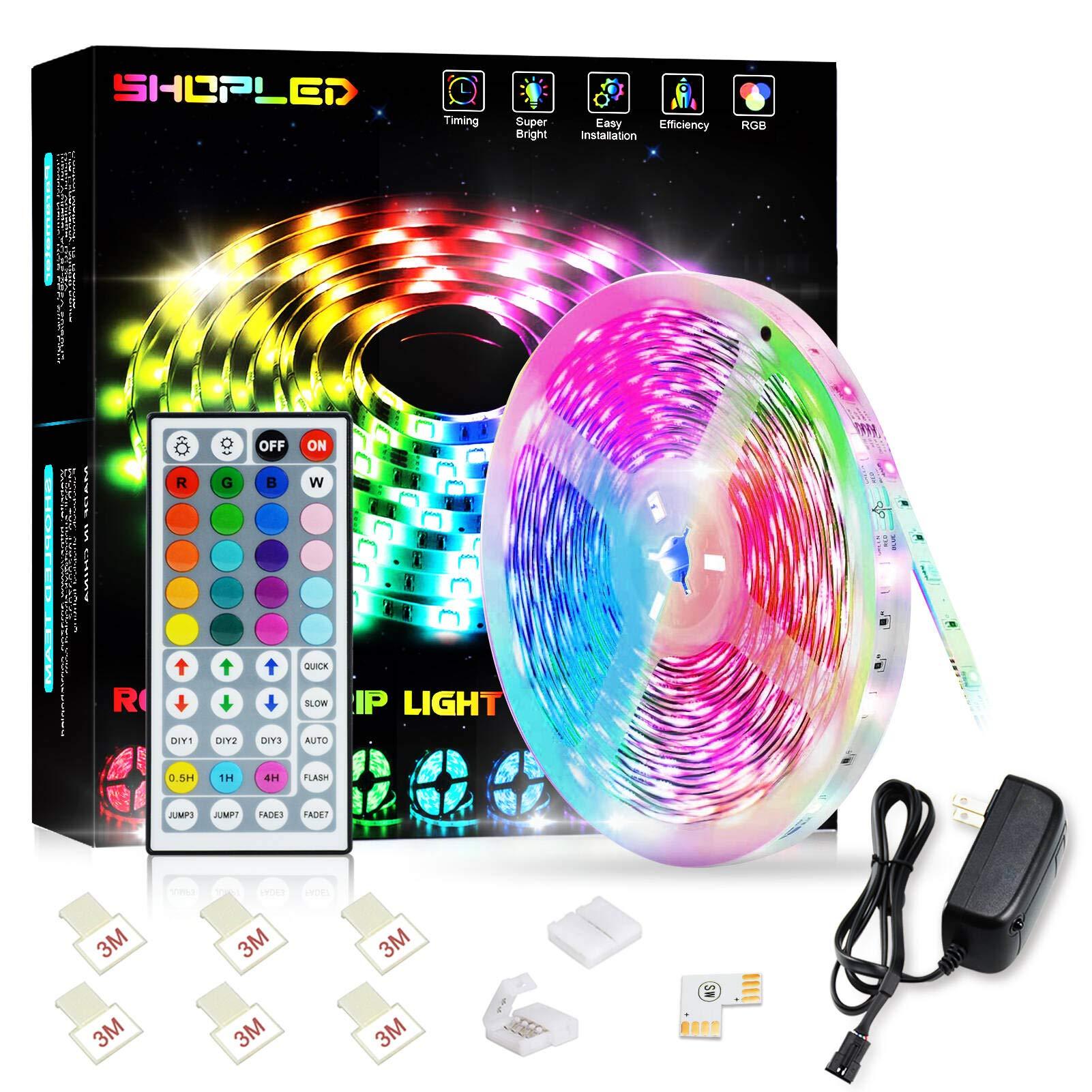 SHOPLED LED Strips Lights 5m RGB Light Strip Kit, 5050 SMD Flexible Color Changing LED Tape Lights with IR Remote Control, RGB LED Light Strips for Bedroom, TV, Party