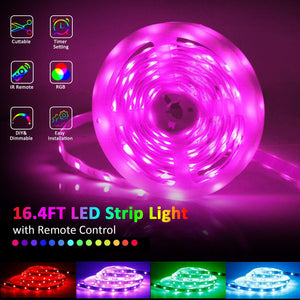 SHOPLED LED Strips Lights 5m RGB Light Strip Kit, 5050 SMD Flexible Color Changing LED Tape Lights with IR Remote Control, RGB LED Light Strips for Bedroom, TV, Party